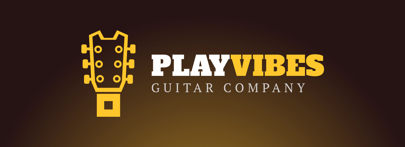 PlayVibes Guitar Company PlayVibes Guitar Company logo on yellow background.